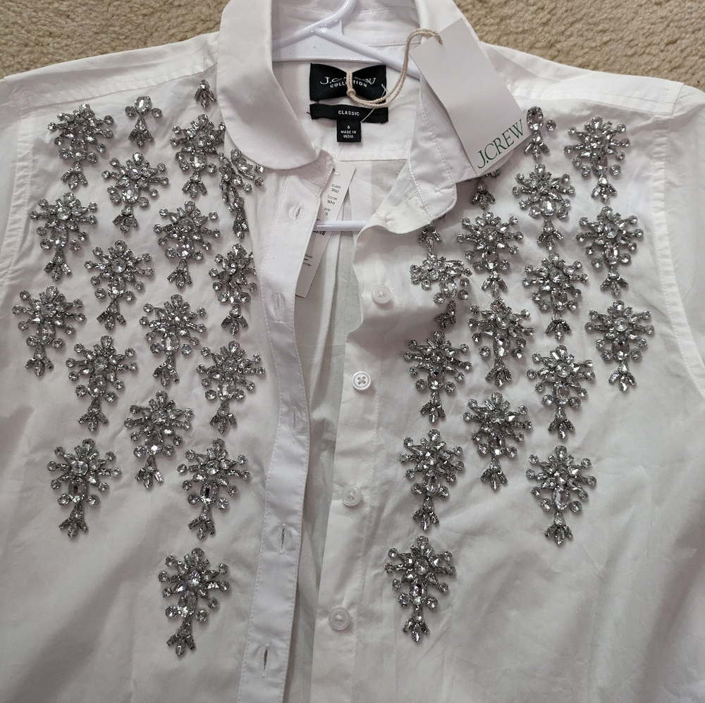 Collection cropped button-up shirt with embellishments